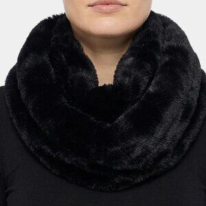 NWT ✅ Authentic Rex Rabbit Fur Knitted BLACK Infinity Scarf Neck Warmer⭐ NWT